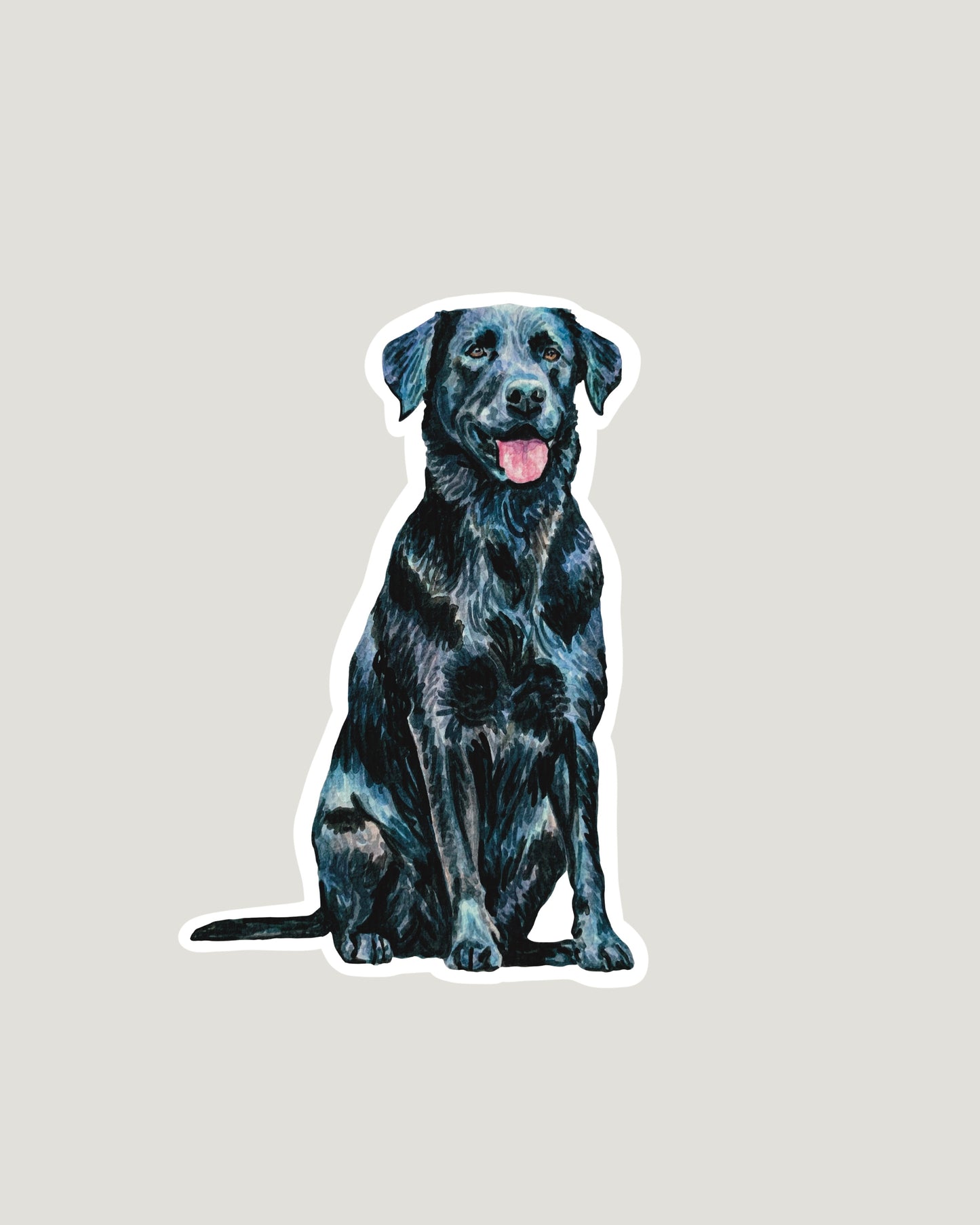 Black lab sticker on a gray background