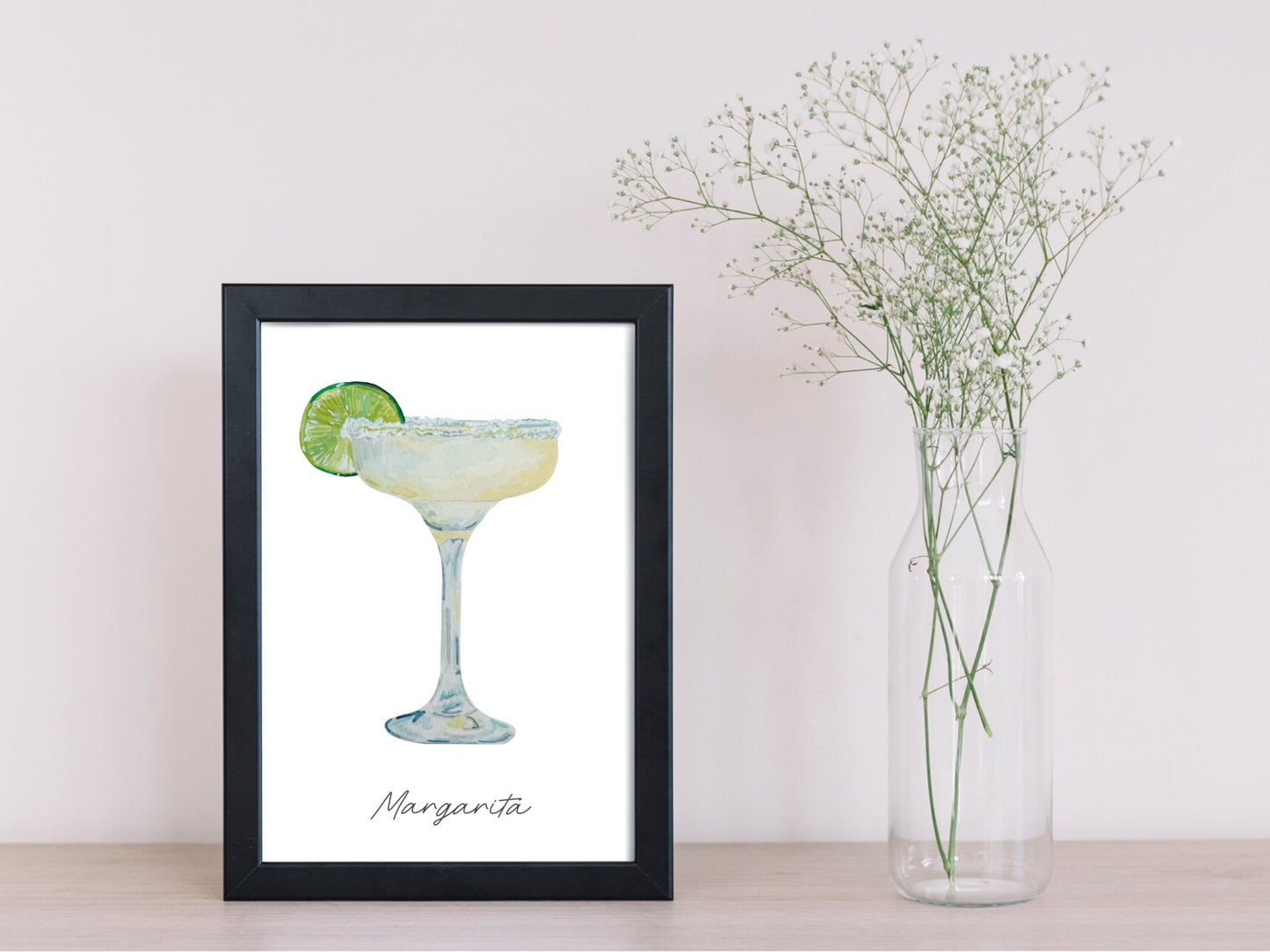 Margarita illustrated art print in a black frame