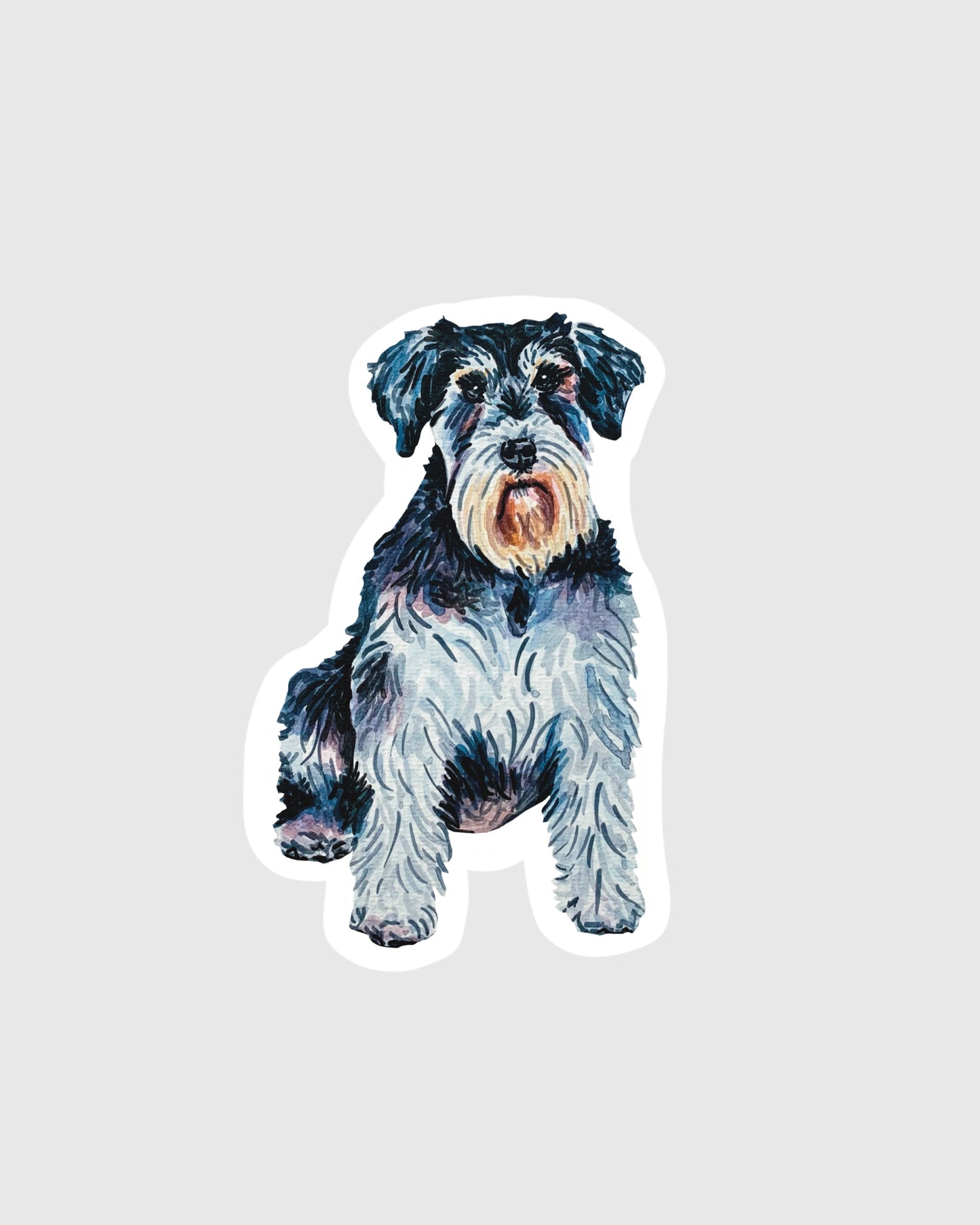 Schnauzer sticker on a gray background