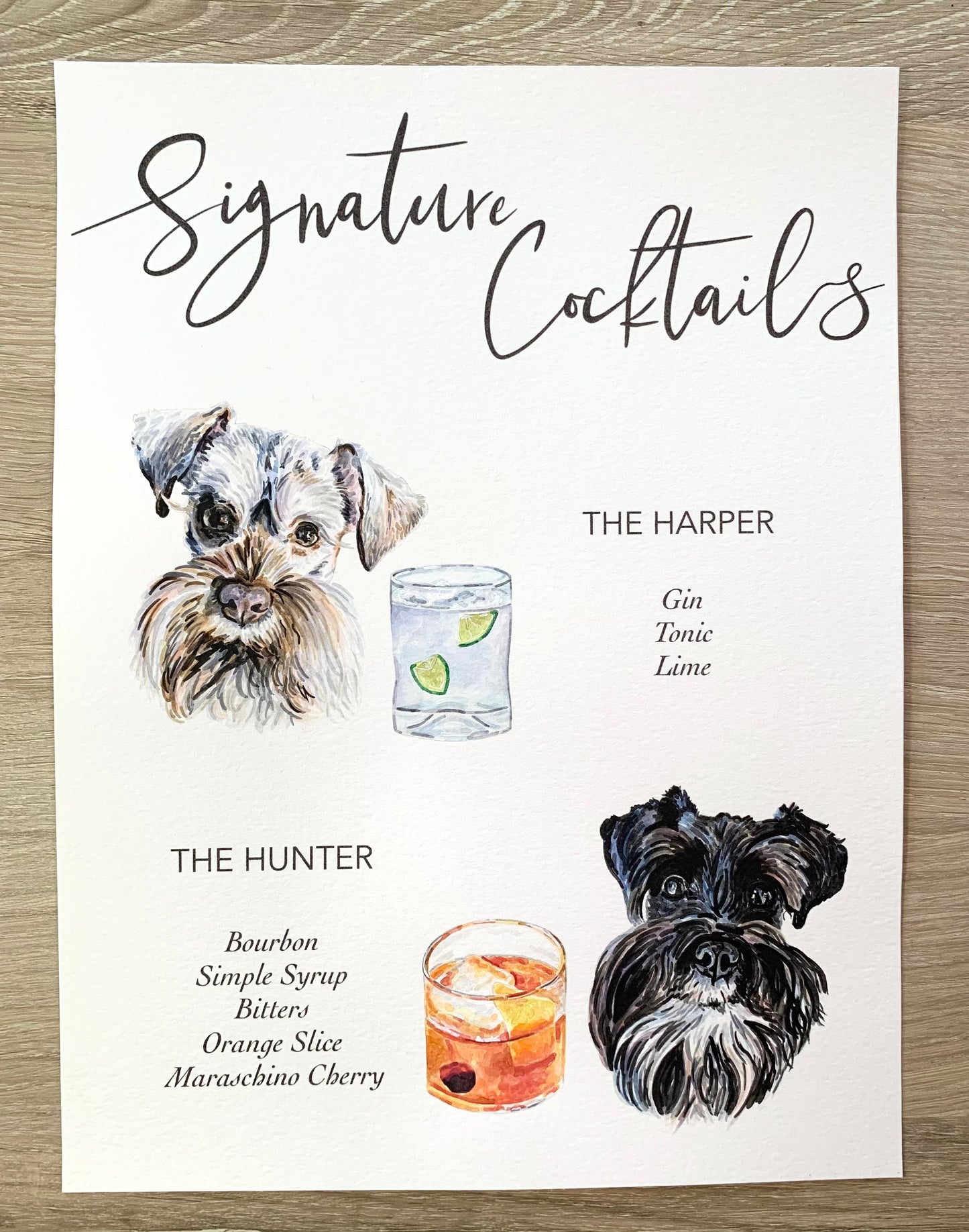 Pet Portrait Signature Cocktail Sign