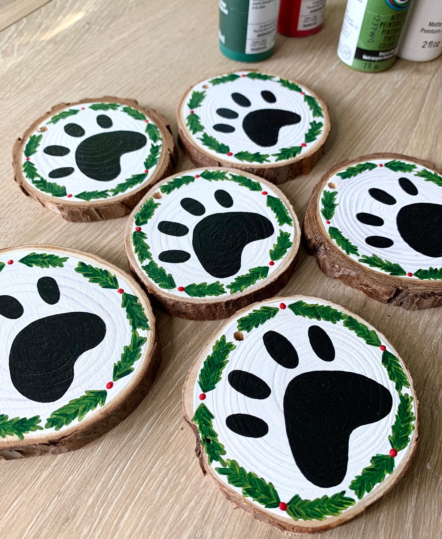 Wooden Paw Print Ornament