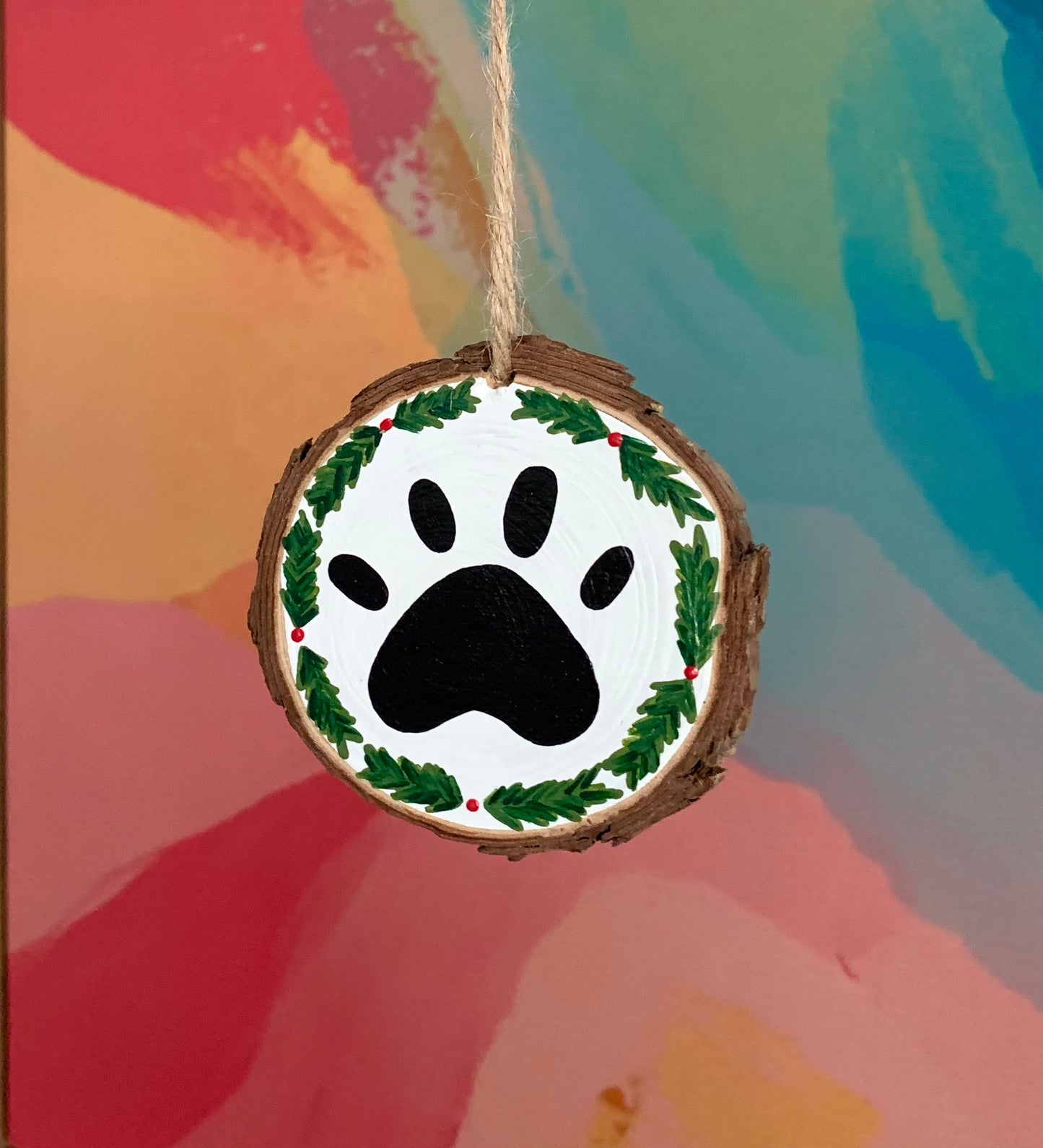 Wooden Paw Print Ornament