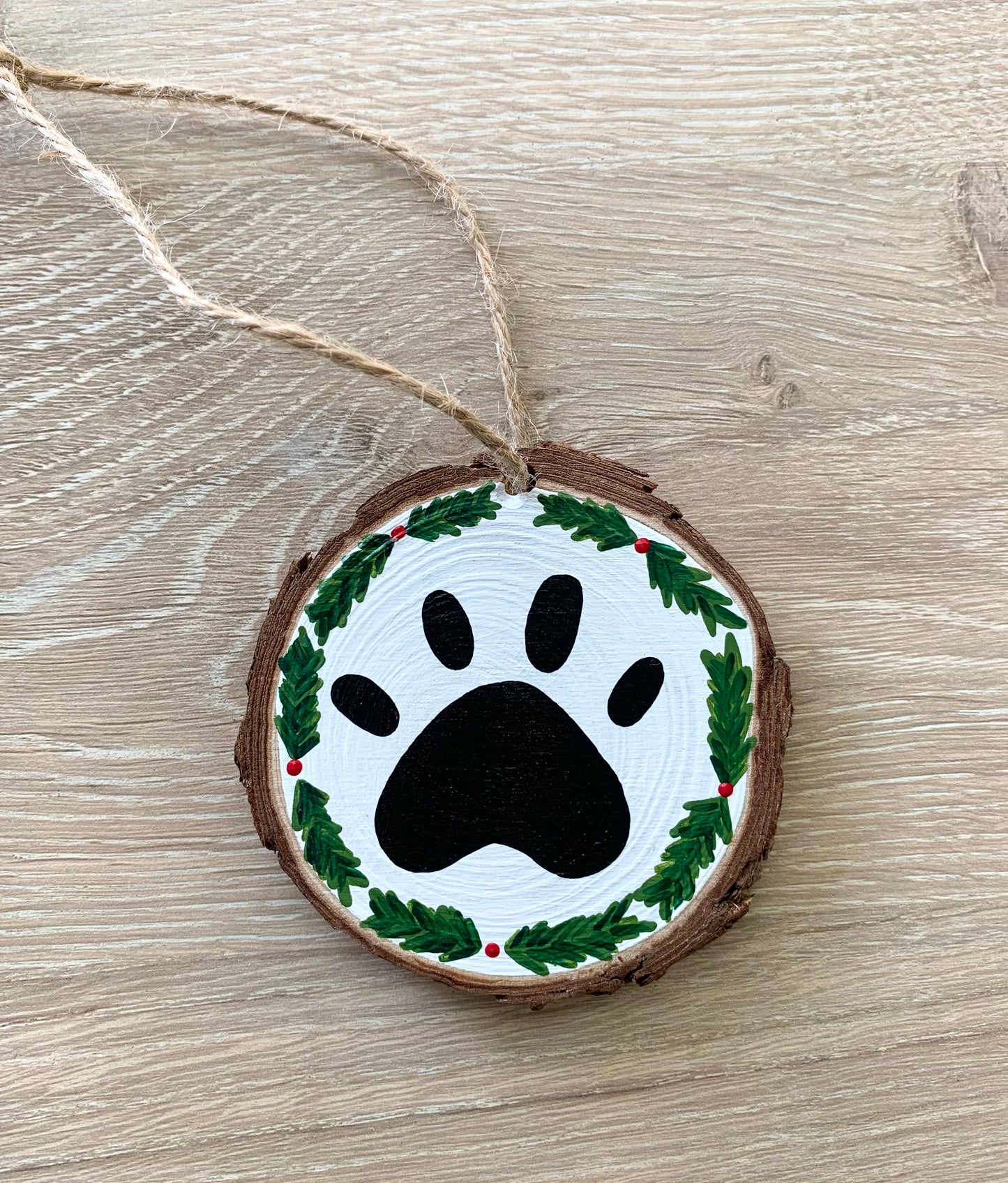 Wooden Paw Print Ornament