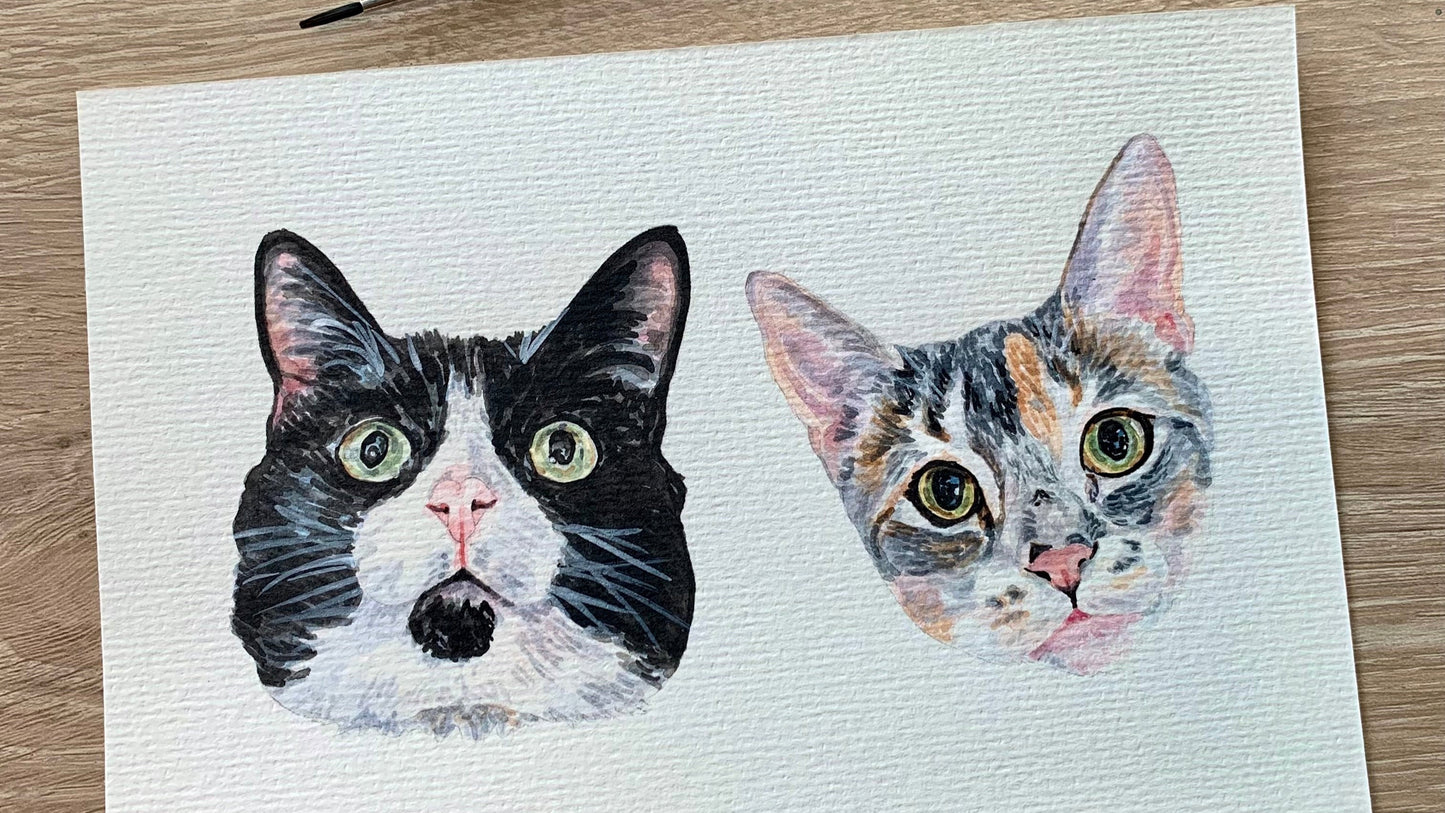 Watercolor Pet Portrait - Multiple Pets