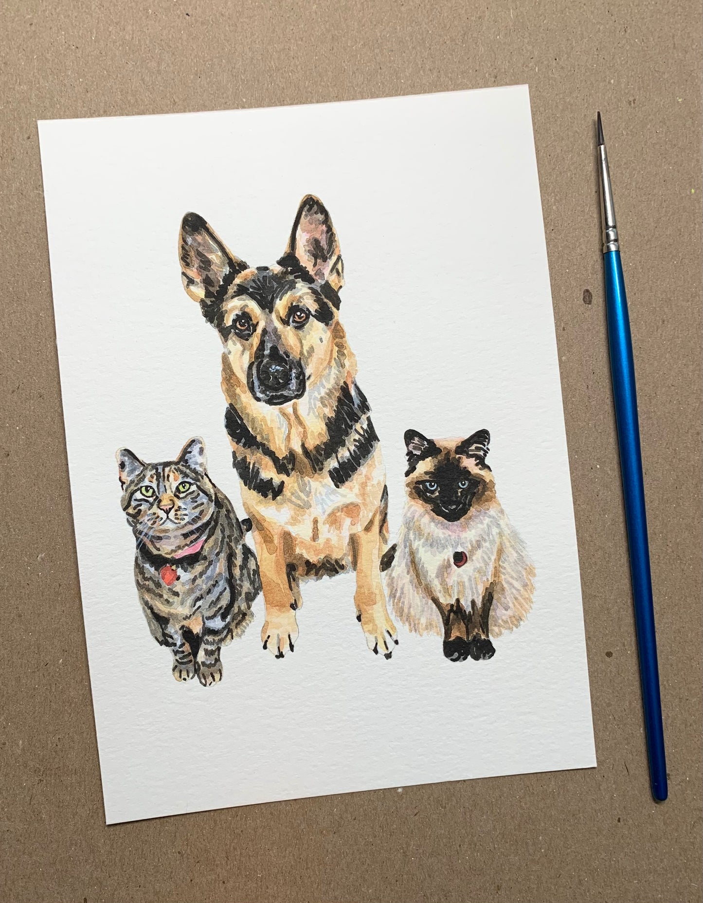 Watercolor Pet Portrait - Multiple Pets