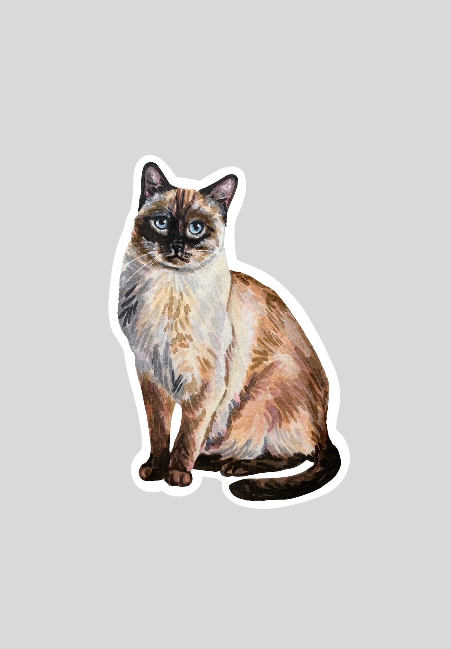 Sticker of a Siamese cat on a gray background