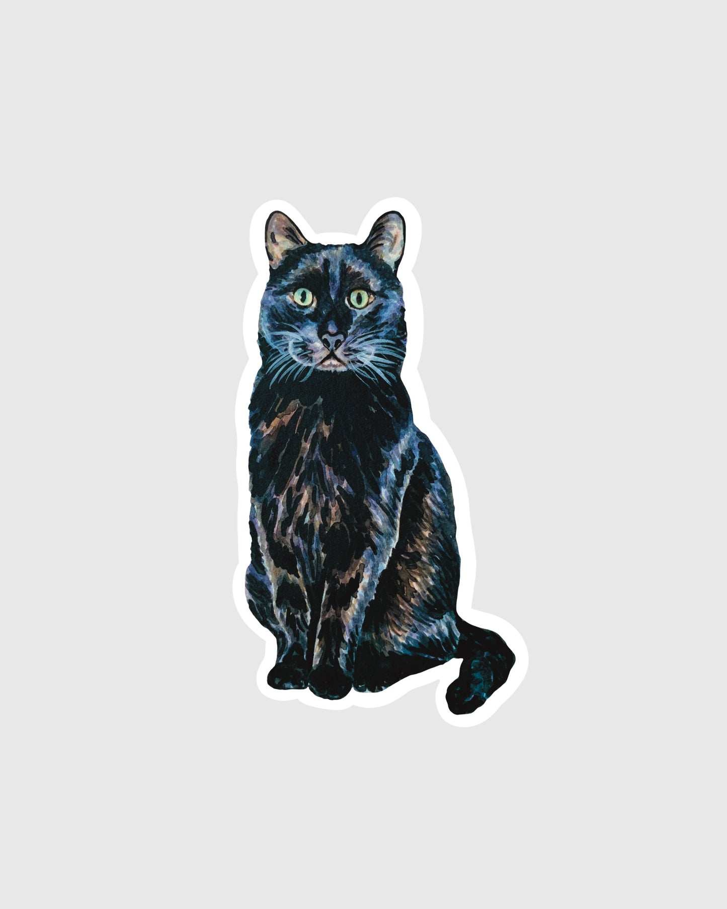 Cute black cat sticker against neutral background
