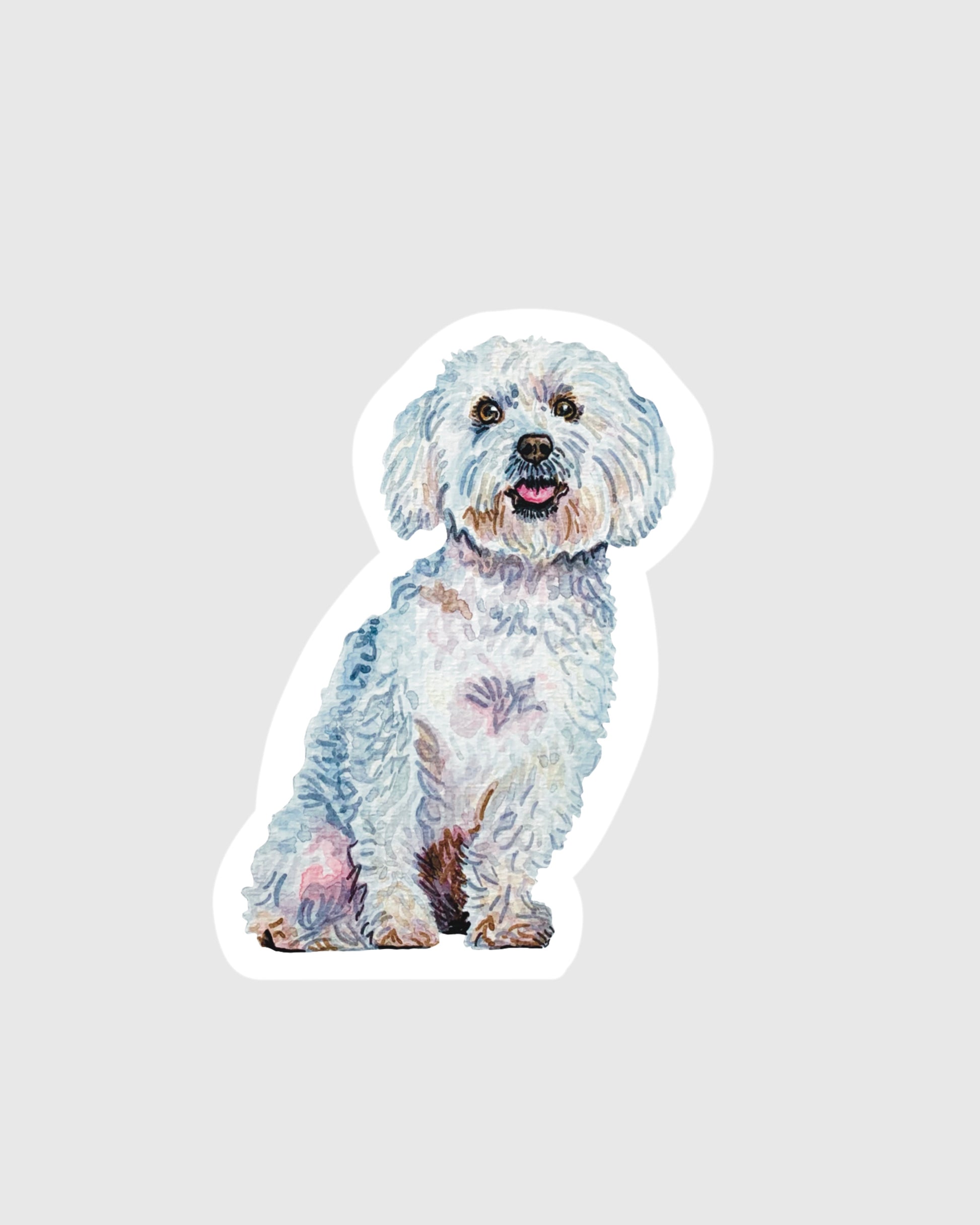 Maltese dog sticker on a gray background