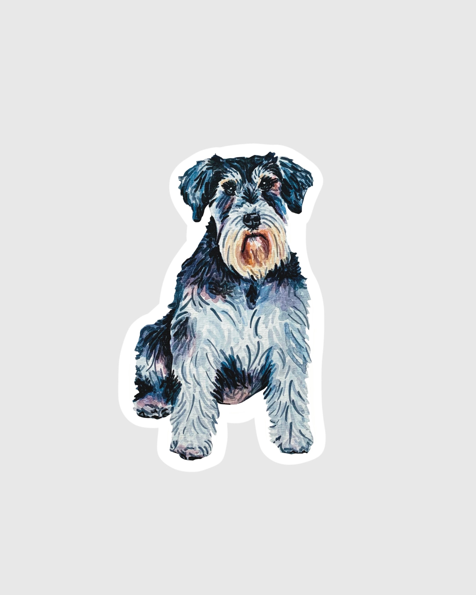 Schnauzer sticker on a gray background
