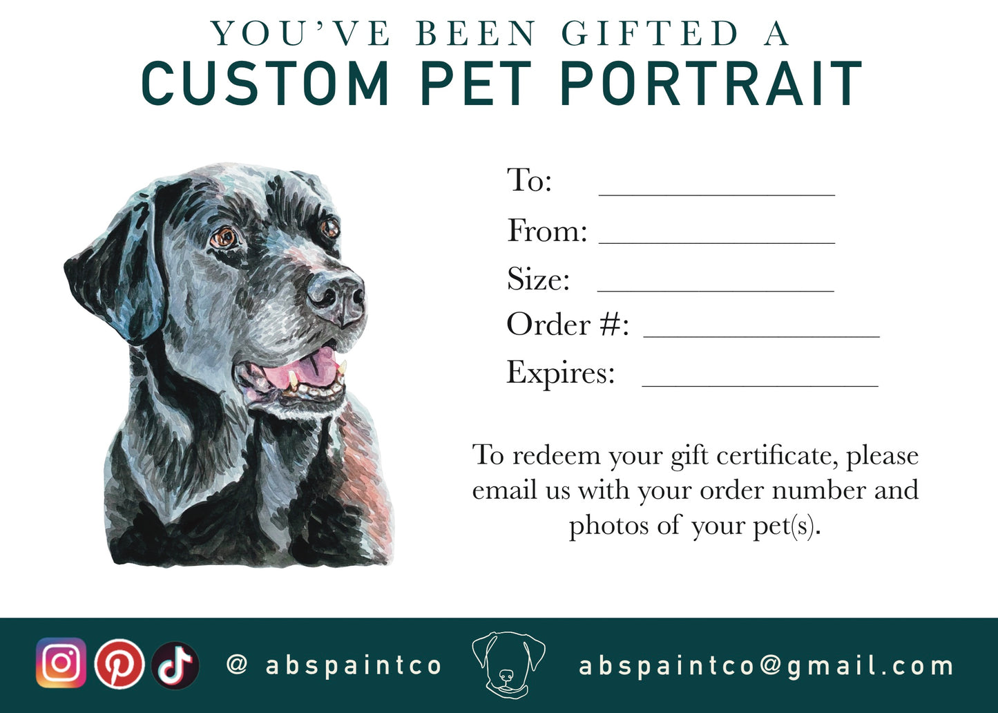Pet Portrait Gift Certificate